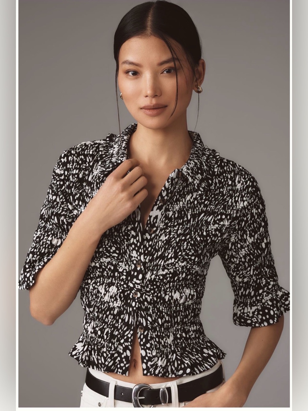 Maeve Smocked Button-front Top